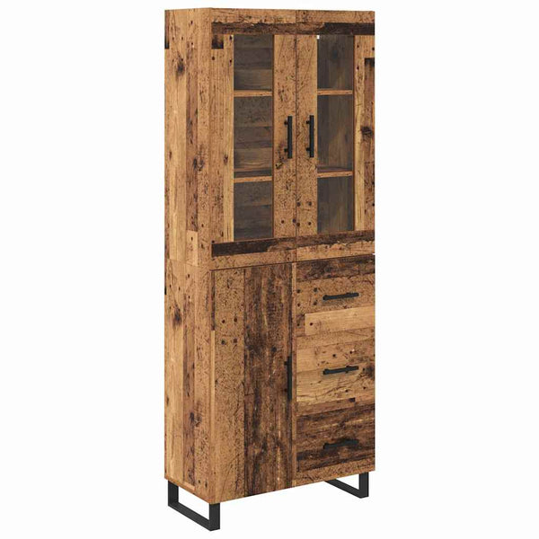 Korkea kaappi 2 pcs lasilla Vanha Puu ja Puurakenteinen