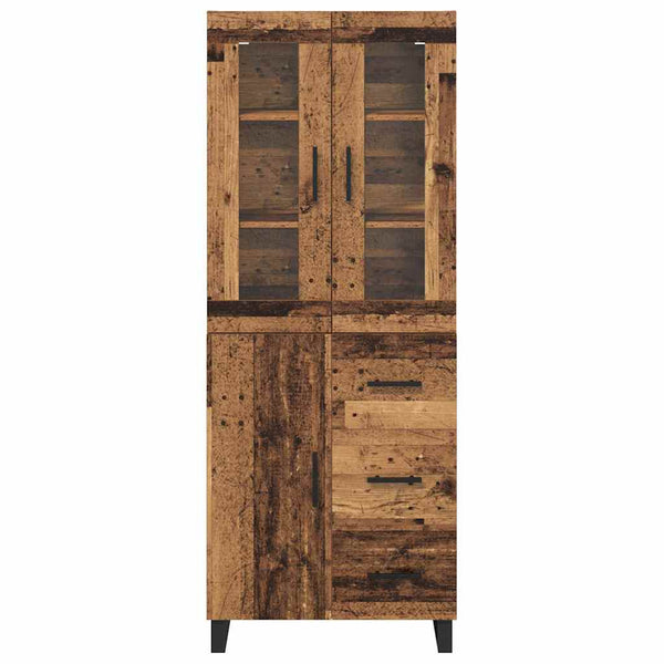 Korkea kaappi 2 pcs lasilla Vanha Puu ja Puurakenteinen