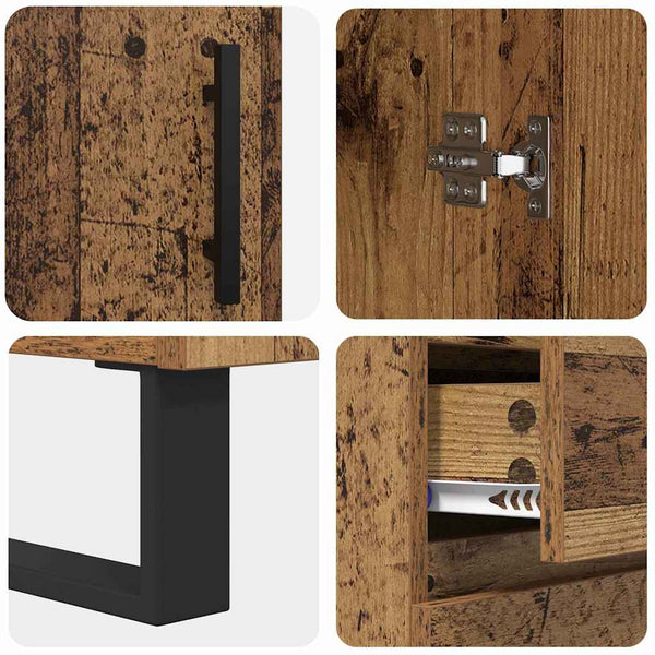 2 pcs Vanha Puu Puurakenteinen kaappi korkea ja lasi