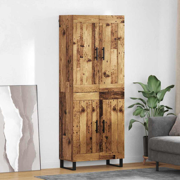 Korkea kaappi 2 kpl Vanha puu 69,5 x 34 x 180 cm