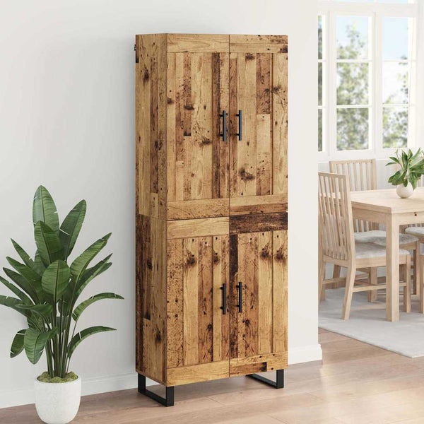 Korkea kaappi 2 kpl Vanha puu 69,5 x 34 x 180 cm