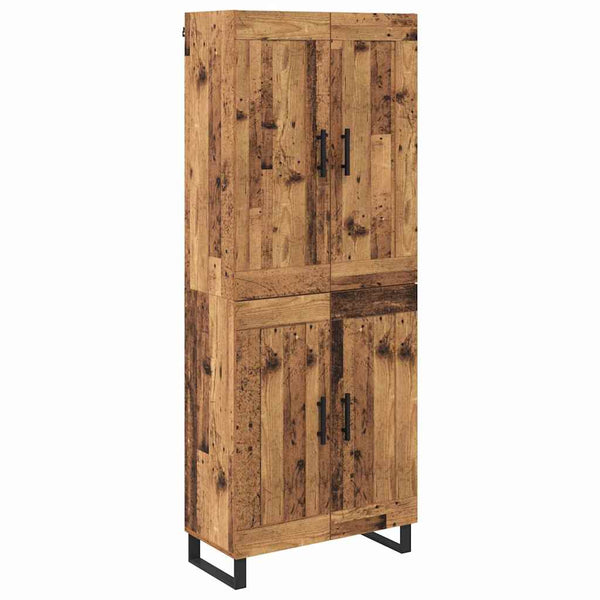Korkea kaappi 2 kpl Vanha puu 69,5 x 34 x 180 cm