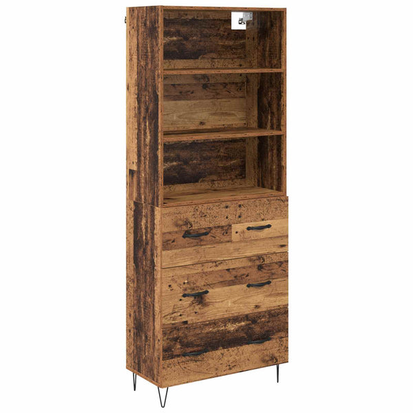 Vanha puu 69,5 x 34 x 180 cm korkea kaappi Tekninen puu