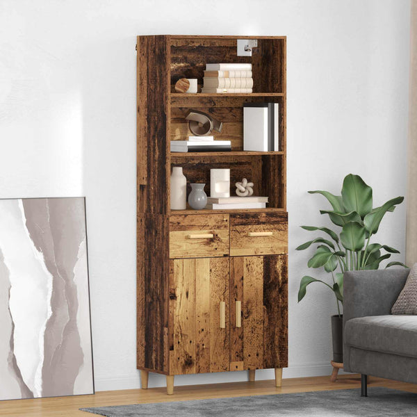 Vanha Puu korkea kaappi 180 cm x 69,5 x 32,5 cm Tekninen puu