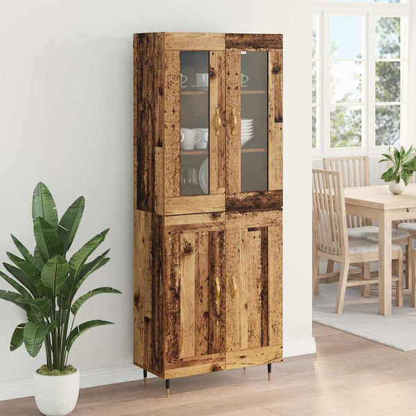 Korkea kaappi 2 osaa Vanhasta puusta 69,5 x 34 x 180 cm Tekninen puu