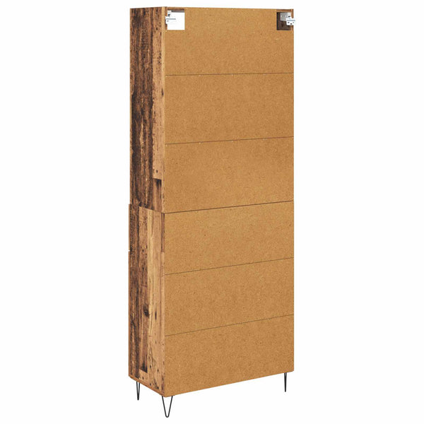 Tekninen puu 69,5 x 34 x 180 cm korkea kaappi Vanha puu