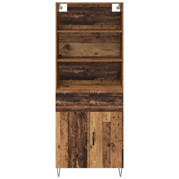 Tekninen puu 69,5 x 34 x 180 cm korkea kaappi Vanha puu