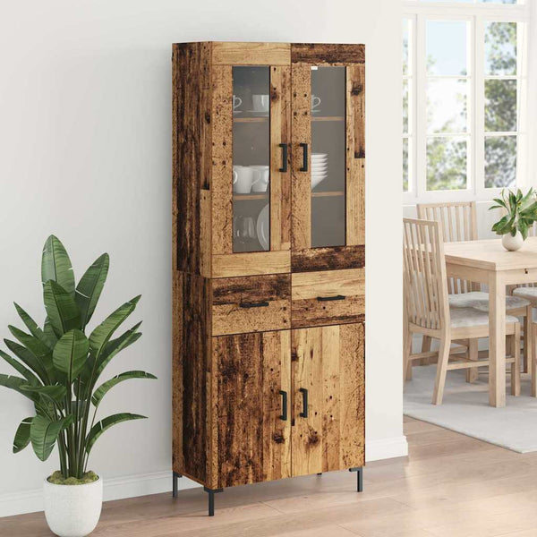 Korkea kaappi 2 kappaletta Vanha puu 69,5 x 34 x 180 cm Tekninen puu