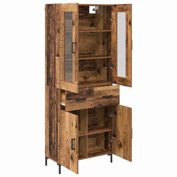 Korkea kaappi 2 kappaletta Vanha puu 69,5 x 34 x 180 cm Tekninen puu