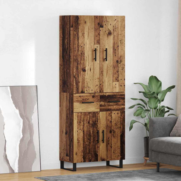 Korkea 2 pcs kaappi Puurakenteinen ja lasi Vanha Puu