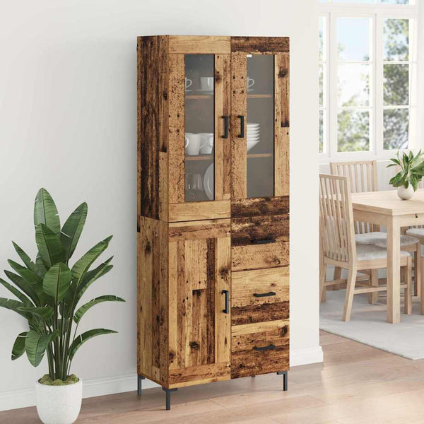 Korkea kaappi 2 kpl Vanha puu 69,5 x 34 x 180 cm Tekninen puu