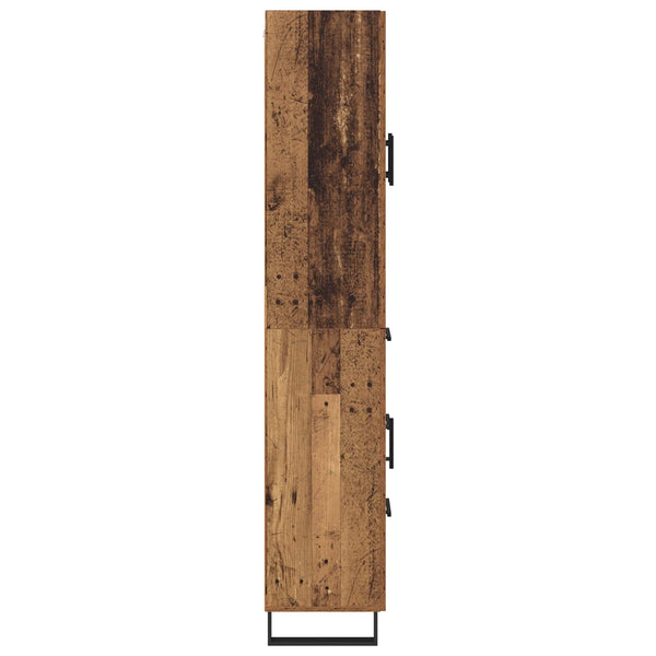 Korkea kaappi 2 pcs Puurakenteinen lasi Vanha Puu