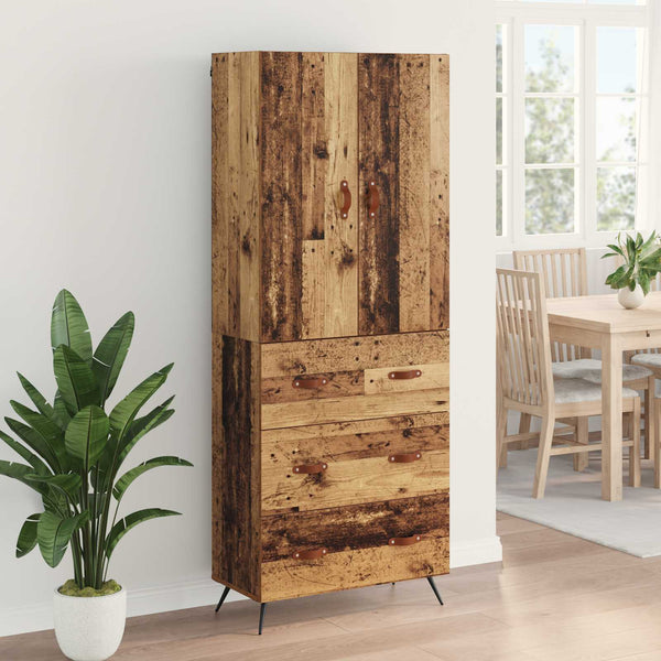 Vanha Puu 69,5 x 34 Tekninen puu 180 cm korkea kaappi