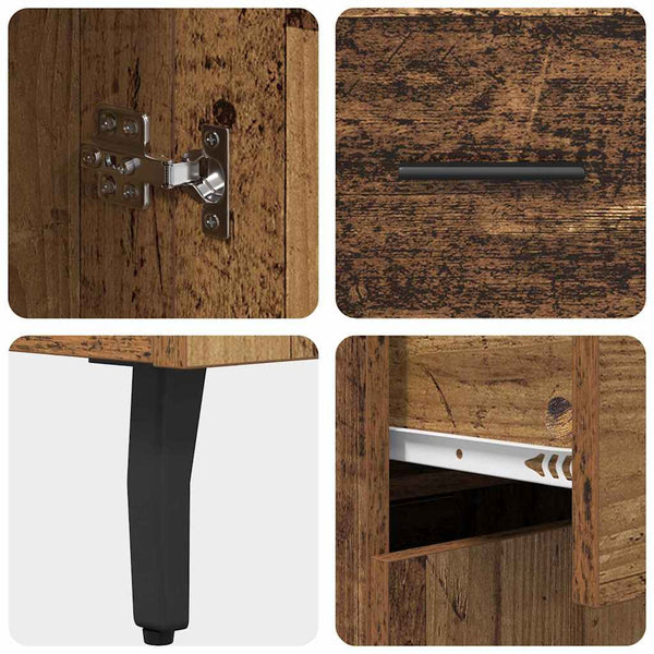 2 pcs korkea kaappi Puurakenteinen ja Vanha Puu lasilla