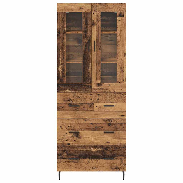 2 pcs korkea kaappi Puurakenteinen ja Vanha Puu lasilla