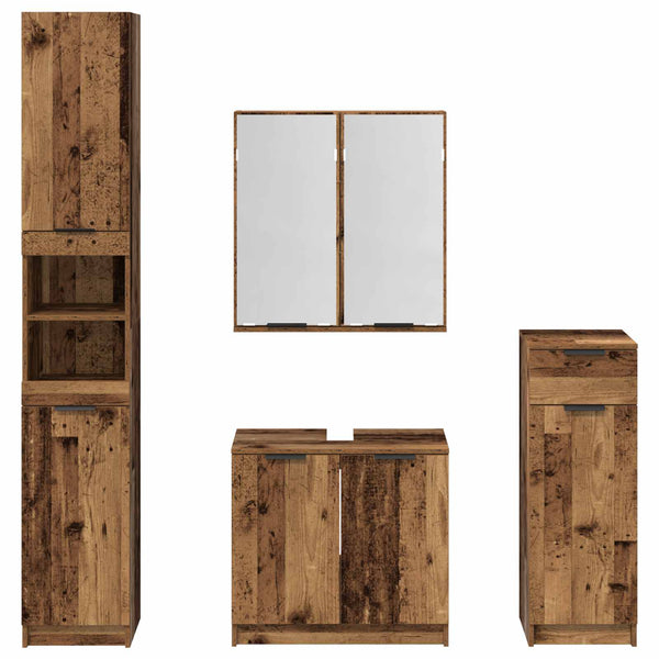 Kylpyhuonekalustesetti 4 kpl Vanha puu 64,5 x 33,5 x 59 cm