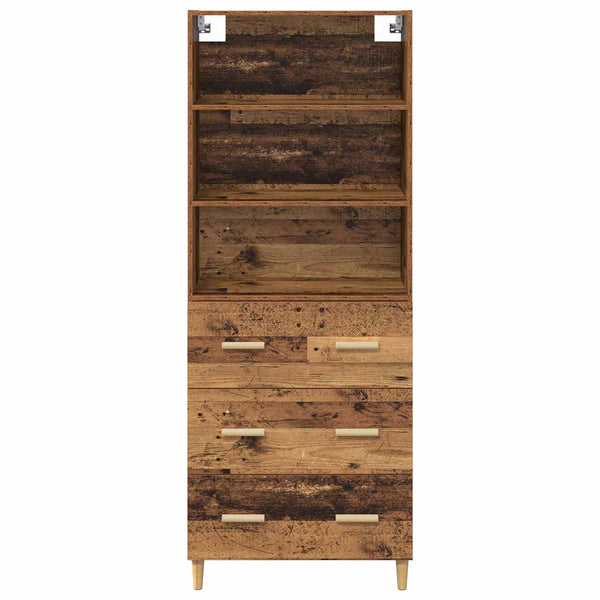 Vanha Puu korkea kaappi 69,5 cm x 180 cm x 32,5 cm Tekninen puu