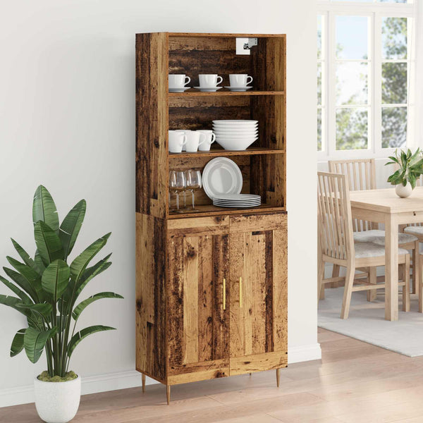 Vanha puu korkea kaappi Tekninen puu 180 cm 69,5 x 34 cm