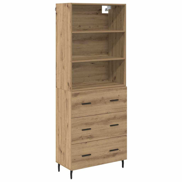 Korkea kaappi tammi Artisan laatikon kanssa 69,5 x 34 x 180 cm