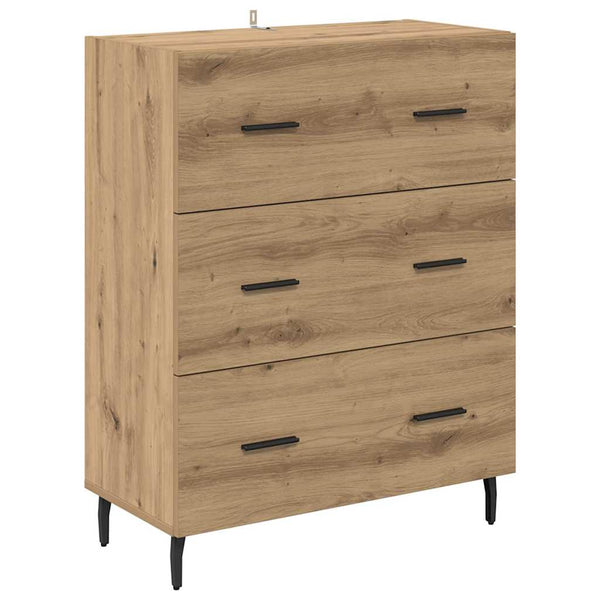 Korkea kaappi tammi Artisan laatikon kanssa 69,5 x 34 x 180 cm