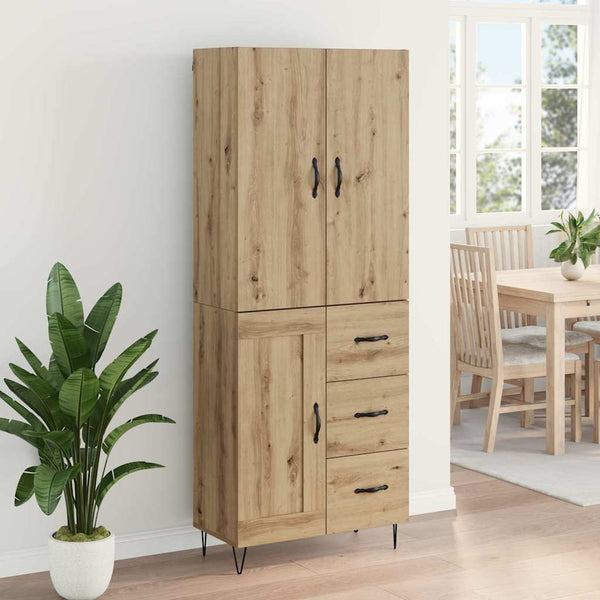 Korkea kaappi 2 pcs Tekniikkapuuta ja lasia Artisan tammella