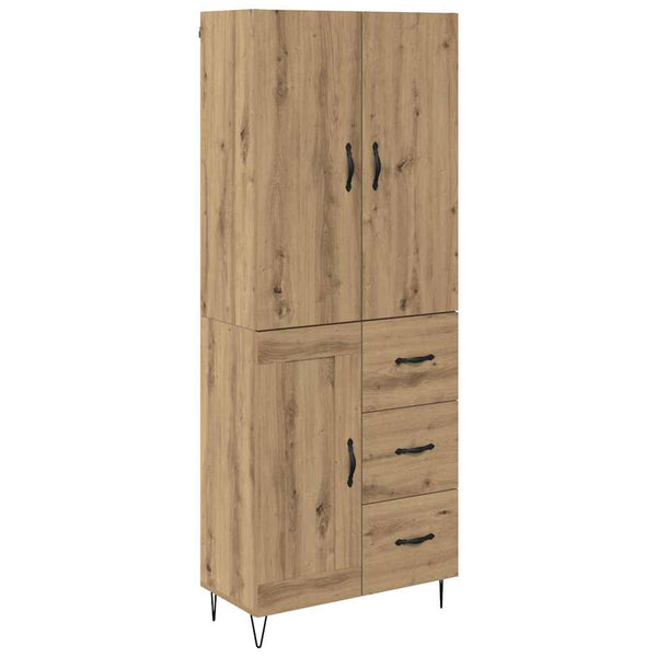 Korkea kaappi 2 pcs Tekniikkapuuta ja lasia Artisan tammella
