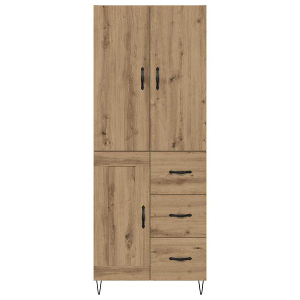 Korkea kaappi 2 pcs Tekniikkapuuta ja lasia Artisan tammella