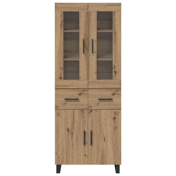 2 pcs Artisan tammi korkea kaappi Puurakenteinen ja lasi