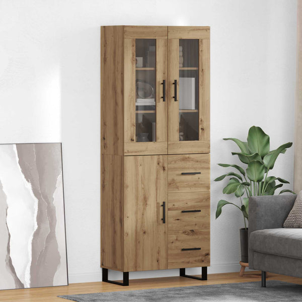 Korkea kaappi 2 kpl lasi ja Puurakenteinen Artisan tammi