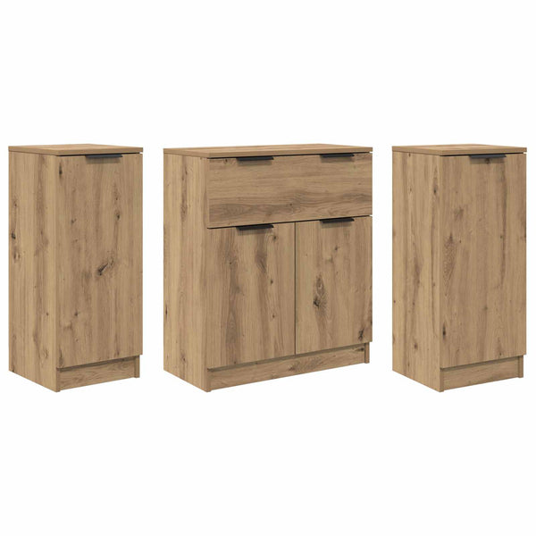 Sivupöytä laatikon kanssa 3 pcs Artisan tammi Tekninen puu