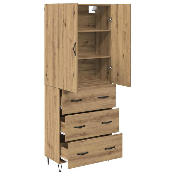 Korkea kaappi 2 pcs lasia ja Tekniikkapuuta Artisan tammesta