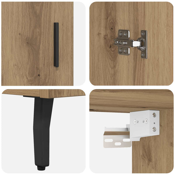 2 pcs korkea kaappi Artisan tammi Puurakenteinen ja lasi