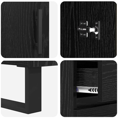 Korkea kaappi laatikon kanssa 2 pcs Musta tammi. Tekninen puu