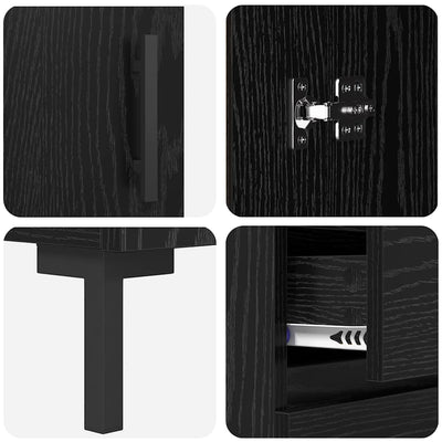 Korkea kaappi laatikon kanssa 2 pcs Musta tammi. Tekninen puu