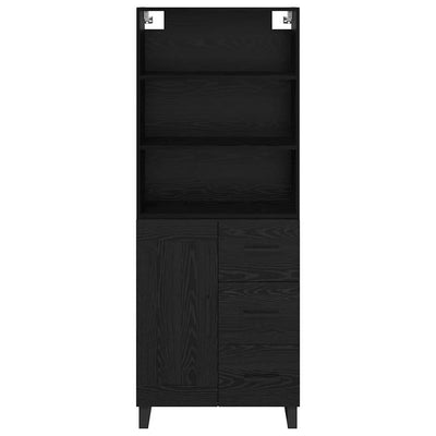 Korkea kaappi laatikon kanssa 2 pcs Musta tammi. Tekninen puu