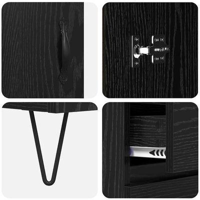 Korkea kaappi laatikon kanssa 2 pcs Musta tammi. Tekninen puu