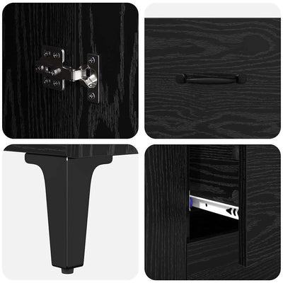 Korkea kaappi Musta tammi. 69,5 x 34 x 180 cm Tekninen puu