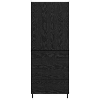 Korkea kaappi 2 pcs Musta tammi 69,5 x 34 x 180 cm Tekninen puu