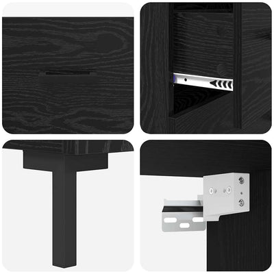 Korkea kaappi laatikon kanssa 2 pcs Musta tammi. Tekninen puu