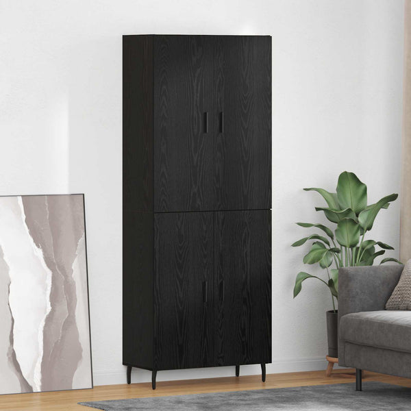 Korkea kaappi 69,5 x 34 x 180 cm mustasta tammesta