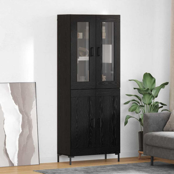 Korkea tammi kaappi, 2 pcs, musta. 69,5 x 34 x 180 cm