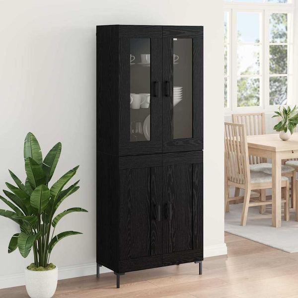 Korkea tammi kaappi, 2 pcs, musta. 69,5 x 34 x 180 cm