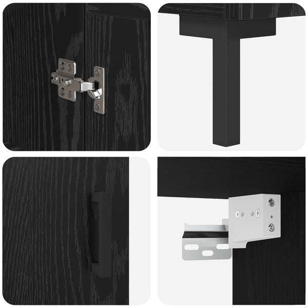 2 osaa korkea kaappi Mustasta tammesta. Tekninen puu