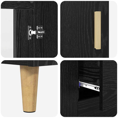 Korkea kaappi laatikon kanssa 2 pcs Musta tammi. Tekninen puu