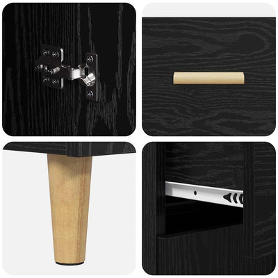 Korkea kaappi laatikon kanssa 2 pcs Musta tammi. Tekninen puu