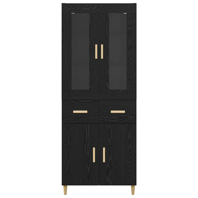 Korkea kaappi laatikon kanssa 2 pcs Musta tammi. Tekninen puu