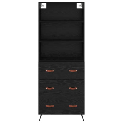 Korkea kaappi 2 pcs Musta tammi 69,5 x 34 x 180 cm Tekninen puu