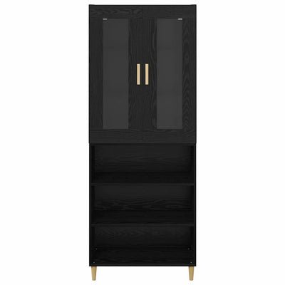 Korkea kaappi 2 pcs Musta tammi. Tekninen puu