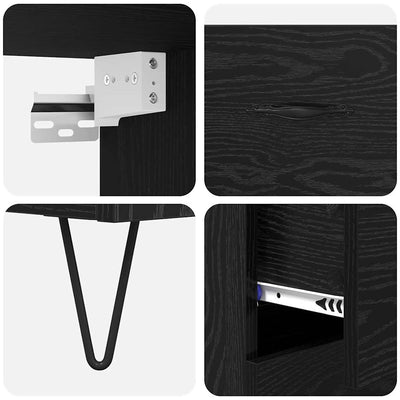 Korkea kaappi laatikon kanssa 2 pcs Musta tammi. Tekninen puu