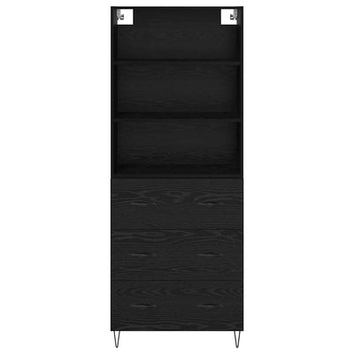 Korkea kaappi laatikon kanssa 2 pcs Musta tammi. Tekninen puu